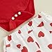 Linlinchuli Valentines Day Toddler Baby Girl Outfit Heart Long Sleeve Romper Flared Pants Infant Clothes (Red, 0-3 Months)