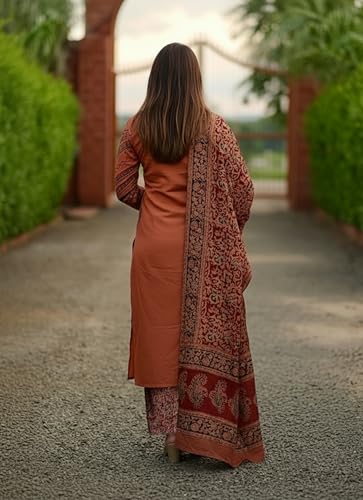 Image of ANNI Designer Women's Rayon Viscose Straight Kurta Set with Palazzo and Dupatta | Stylish Long Kurti Dress for Festive, Party, and Ethnic Wear