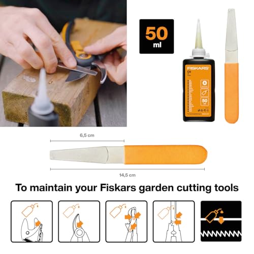 Fiskars Pflegeset für Gartenschneidgeräte, Mit Diamantfeile, Öl und Pflegeanleitung, 1001640