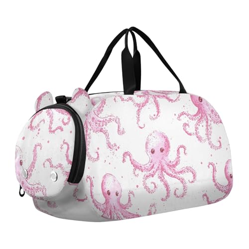 Duffle Bag for Boys or Girls with Shoes Compartment, Octopus Splash Pattern Sports Travel Bag Overnight