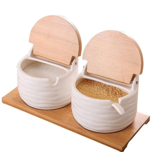 casstaly Caja de condimentos para cocina, juego de frascos de condimentos, caja de condimentos, sal, azúcar, esencia de pollo, pimienta, tarros