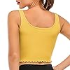 RUNNING GIRL Workout Crop Top for Women, Seamless Thick Strap Yoga Ribbed Tank Tops Longline Sports Bra(BX2756_Yellow_S)