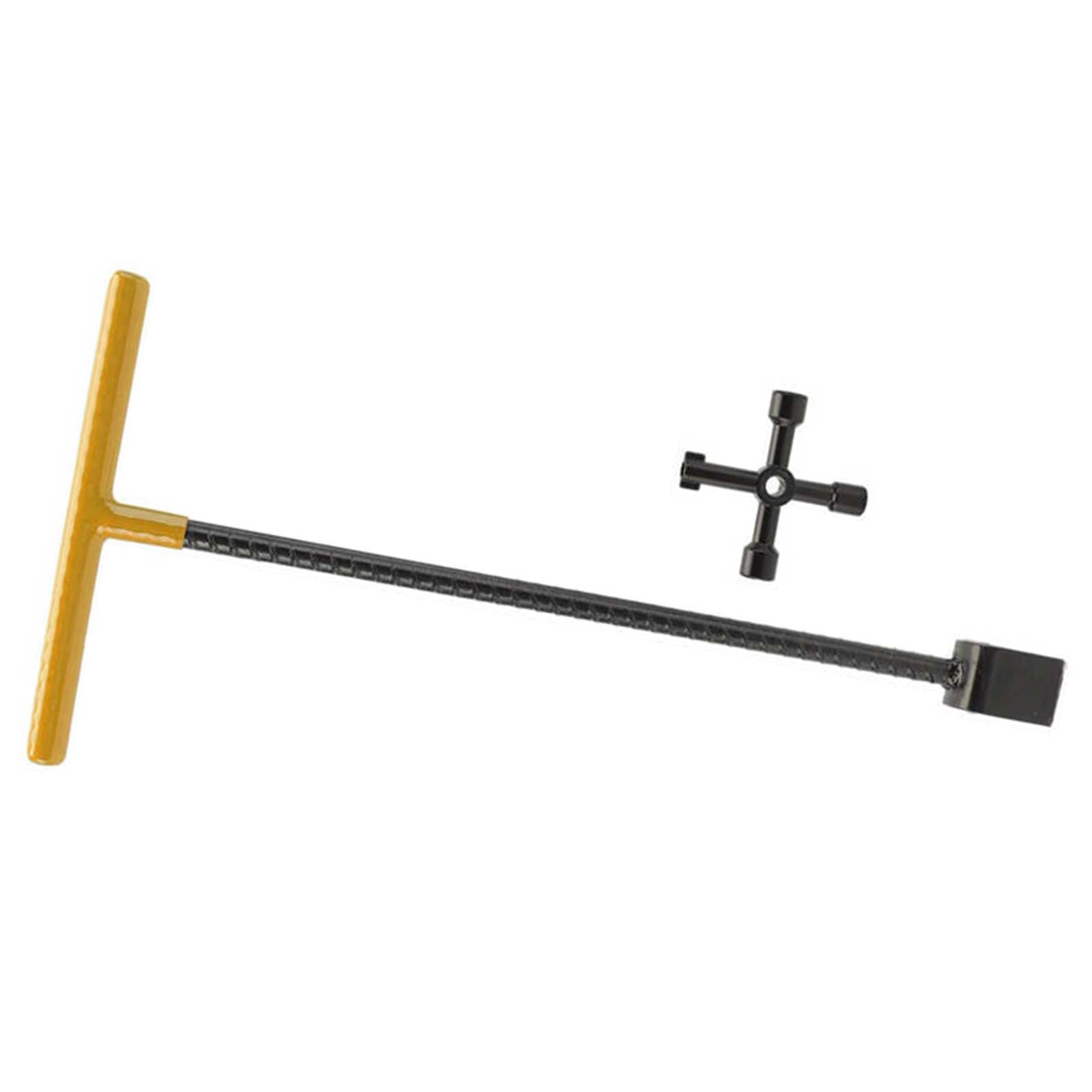 Juego de 2 llaves para medidor de agua, válvulas de bordillo subterráneo, llave de cierre de 40,6 cm, color amarillo
