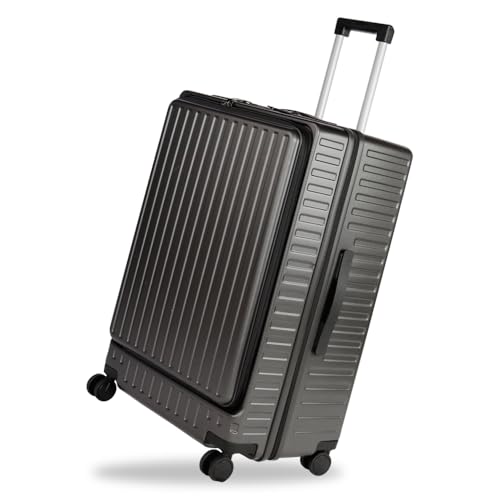 アウトレット品・ワケあり フロントオープンキャリー Aperta(アペルタ)ライトキャリーケース ファスナータイプ TSAロック搭載 ダブルキャスター (アウトレット・ガンメタル, 大型)