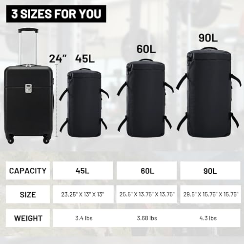 MIER Reisetasche große Sporttasche Wasserabweisend Sportrucksack mit Schuhfach umwandelbar in Rucksack, Schwarz, 60L