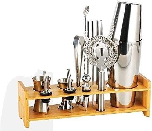 Set coctelera 13 piezas con soporte y herramientas de bar miniatura 1