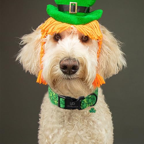 Image of St. Patrick's Day Dog Collar, Lucky Clover Pet Collar with Quick Release, Comfortable Adjustable Shamrock Puppy Collar for Small Medium & Large Dogs