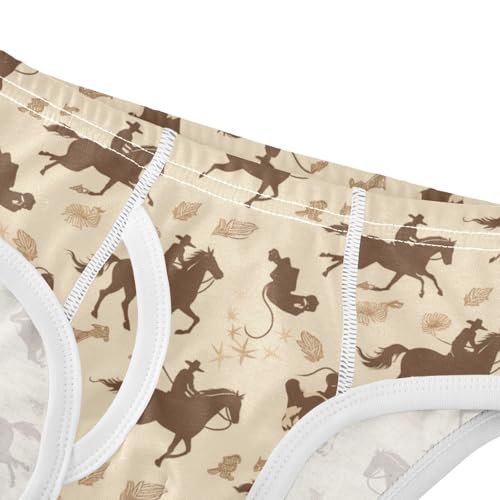 Wusikd Cowboys Horses Boys' Underwear Cotton Cowboy Boots Boys Briefs Soft Toddler Underwear 2T4