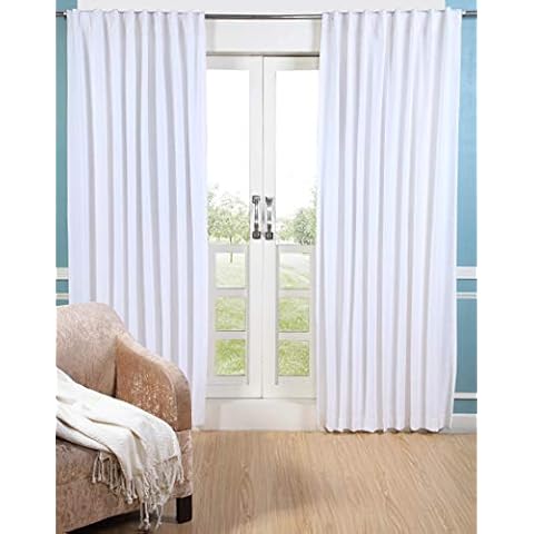 100% Cotton Slub Textured Curtain White - 50x84 - pack of 2 Cover