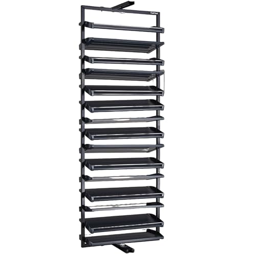 Zapatero Giratorio 360° Marco de Aluminio Nivel Aeronáutico Tableros ABS Gruesos Desmontables para Entrada Recibidor Hogar Pasillo Organizador Zapatos(208.5cm)