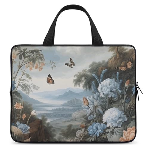 Bolso para laptop 13 pulgadas flores y mariposas miniatura 1