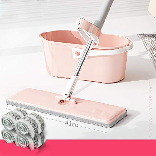 Wischmop Home Flat Mop Bucket Alle Bodenreinigungssysteme waschen und trocknen ， 4 zusätzliche Mikrofaserkerne for die Bodenreinigung (Color :