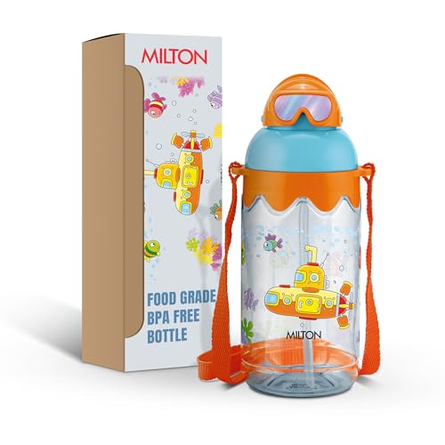 Image of MILTON Sage 650 Sipper PET Water Bottle for School Kids | Food Grade & BPA Free | Leak Proof & Durable | Easy to Carry Loop | Ideal for Home, School & Office Use, 605 ml, Orange