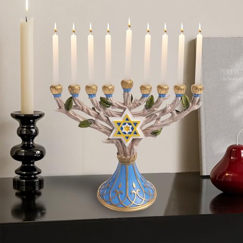 Bechivie Hanukkah Menorah 9 Branch, 10x8.7inch Chanukah Tree of Life Minorahs Decor, Manora Candle Holder Jewish Janukia Holiday Table Centerpiece Decorations Indoor for Home by Bechivie - Image 7