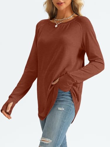 Image of AUTOMET Womens Long Sleeve Tunic Tops Crew Neck Casual Loose Fit Shirts