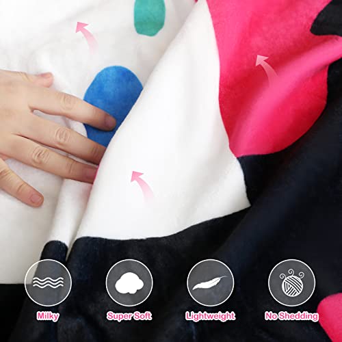 Artbeck Unicorn Blanket For Girls, Kids Throw Blanket Cute Black Rainbow Unicorn For Teen Girls, Princess Soft Lightweight Flannel Blanket Unicorns Birthday Decor Gifts For Girls #TOP2