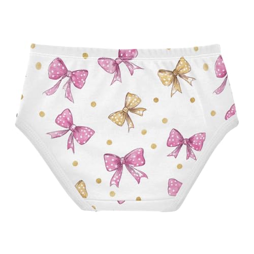 Wusikd Pink Gold Bows Polka Dot Girls' Underwear Cotton Girls Briefs Soft Toddler Underwear 2T2