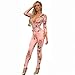 Produktbild Sijux Frauen Bodycon V-Ausschnitt, Strampler, Sexy Print Langarm Jumpsuits Clubwear Nachtclub-Stab-Partei Catsuit,Rosa,S