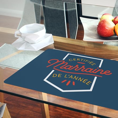 Set de table bleu en liège grand format x4 pour marraine