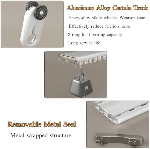 Heavy Duty Double Curtain Track - 120cm Ceiling Mount Sliding Rails for Smooth Operation, Easy Installation, Adjustable Curtain Rods, Ideal for Home Decor & Window Treatments, White