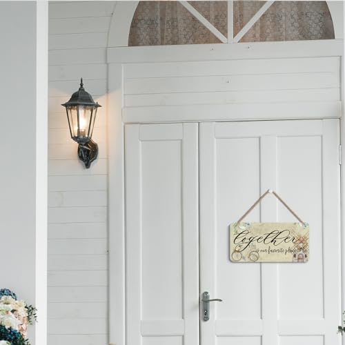 Image of Rustic Windmill & Bicycle Wooden Wall Sign for Home Entryway Farmhouse, Family Art Decor Hanging Sign Motivational Home Wood Plaque Signs, Together is Our Favorite Place to Be Wall Art Decor