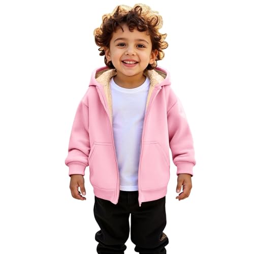 Girls Zip up Hoodie Jacket Kids Fleece Lined Thick Warm Hooded Sweatshirts Outwear Winter Coat with Pockets4