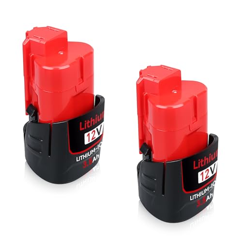 2 Pack 12V 3.5Ah Lithium-ion Battery Replacement for Milwaukee 12V Battery Compatible with Milwaukee Power Tool 48-11-2401 48-11-2402 48-11-2411 48-11-2420 48-11-2460