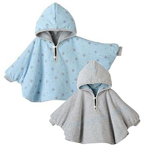 Gaorui - Poncho unisex con capucha de doble cara para bebé y niño, gris, 0-9 Meses