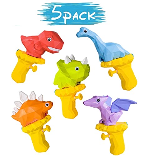 Oliviabeauty Water Gun Toys 5 Pack Dinosaur-Shaped Squirt Water Gun for Kids Outdoor Water Fights Swimming Pool Water Park Beach Party Water Cannon Summer Gifts Water Pistols Toy for Toddler