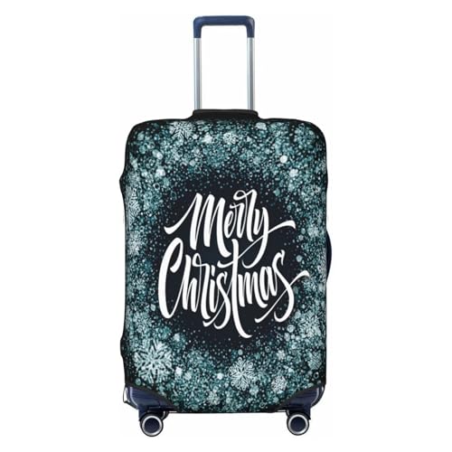 Merry Christmas Xmas Snowflakes Black Luggage Cover for Suitcase, Suitcase Cover Protector Fit 22-24 Inch Luggage Travel Accessories, M