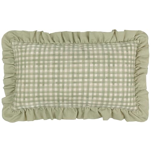 Coussin rempli de Polyester vert 30x50cm rectangulaire à volants brodé