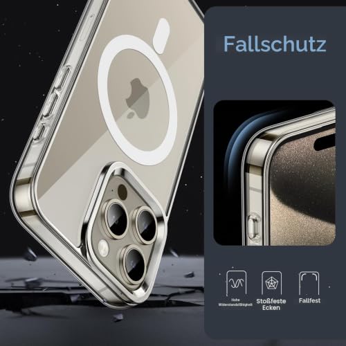 JETech Magnetische Hülle für iPhone 15 Pro Max, Durchsichtig – Ansicht 6