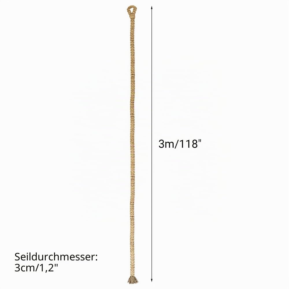 Sisal Kletterseil, Sisalseil fur Katzen, 300 x 3 cm, Stabiles Katzenspielzeug Seil zur Decken-/Wandmontage für die Katzen Selbstbeschäftigung, Spielen und Klettern
