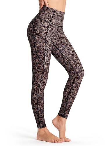 Image of THE GYM PEOPLE Thick High Waist Yoga Pants with Pockets, Tummy Control Workout Running Yoga Leggings for Women