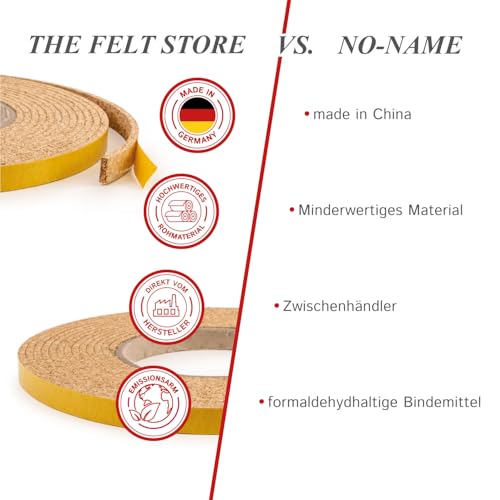 Korkstreifen selbstklebend, 5 m lang, 1,5 cm breit und 3 mm dick, zuschneidbar, Dehnungsfuge, Hutband, Korkband – Made in Germany