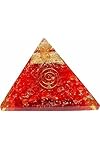 bride studio Chakra Healing Red Orgone Pyramid (3 * 3 Inch) with Clear Crystal Gemstone(Stone Used for Removing Negativity).