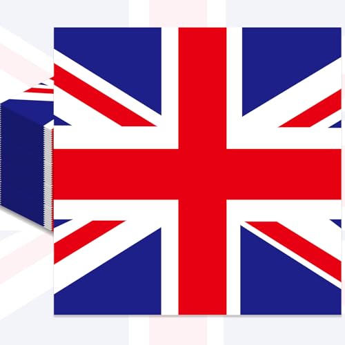 Pack of 50 Union Jack Flag Paper Napkins British Disposable Cocktail Napkins for UK Royal-Themed Celebration British Sports Events Kings Coronation Decoration Afternoon Tea Party Supplies