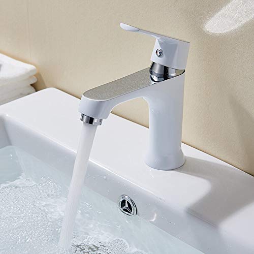 Robinet lavabo blanc en laiton mélangeur eau chaude et froide pour salle de bain moderne