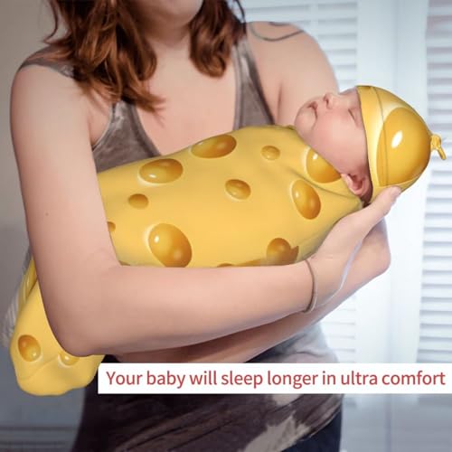 Image of Personality Cheese Newborn Swaddling Blanket Beanie Hat Funny Blanket Sleeping Bag New Born Sleep Sacks for Boys Girls