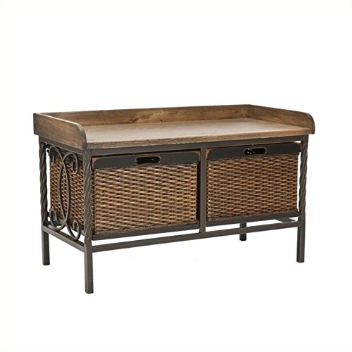 Safavieh AMH6528A American Homes Collection Noah Antiqued Pewter And Oak Storage Bench thumb #3