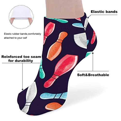 Women Girls Cute Ankle Fit No Show Low Cut Socks Bowling Pins Colorful Comfy Casual Athletic Short Trail Socks Novelty Gift4