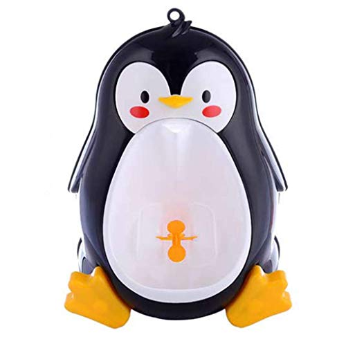 FMHCTB Urinoir de Formation de Pot de bébé d'urinoir, Pot d'urinoir d'enfants avec la Cible tourbillonnante, urinoir de Formation Mignon drôle de Pingouin d'enfants de Pot pour des garçons, Noir
