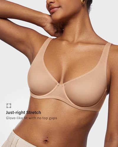 INLYRIC Women's Mesh Balconette Bra Sexy Demi Supportive Comfortable Seamless Underwire Unlined Sheer Bras3