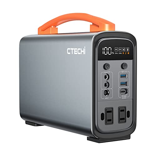 CTECHi Portable Power Station 320Wh, LifePO4 Battery for Camping, Solar Powered Generators for Home Use, 240W Emergency Battery Backup Power Supply for Outdoor Travel, Camping and CPAP