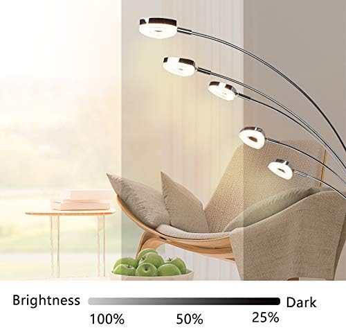 Rotatable LED Floor Lamps 3000k Warm White , 5*4W Modern Dimmable Reading Standing Lamp, Eye Protection Standard Pole Light with Crystal LED Beads, Floor Light for Living Room, Bedroom, Bedside,Office