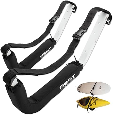 Best Marine Kayak Storage Rack | 2 Wall Mount Garage Hooks for Kayaks, SUP Paddle Board & Surfboard | Premium Indoor & Outdoor Hangers | Paddleboard & Kayaking Accessories Racks
