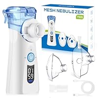 VapoZen Inhalationsgerät Ultra Leise Inhaliergeräte für Erwachsene Kinder LED-Bildschirm zeigt 3 Zeitgesteuerte Sprühmodi an Tragbare Typ C Aufladbar Inhalator mit 2 Masken und 1 Mundstück