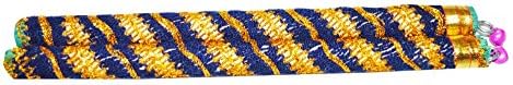 Trinkets Dandiya Set of 2 Pcs Decorative Wooden Blue Golden Lace Work Navratri Sticks Gujarati Festival Gift Items