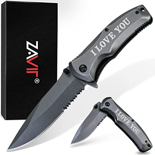 Valentines Day Love Gifts for Him Husband Men Dad,"I LOVE YOU"Pocket Knife for Men,Anniversary Birthday Gifts Ideas,Christmas Stocking Stuffers Gifts for Men,Fathers Day Him Unique Gifts for Camping
