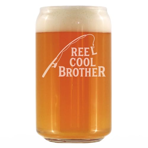 Product Image of the Reel Cool Brother - Beer Can Pint Glass - Funny Fishing Gifts for Fisherman Brothers - Fun Fish 16 oz Cups